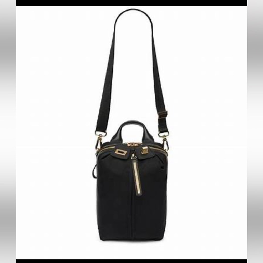 CARAA Studio II mini bag. Black Convertible Crossbody with Gold Hardware NWT